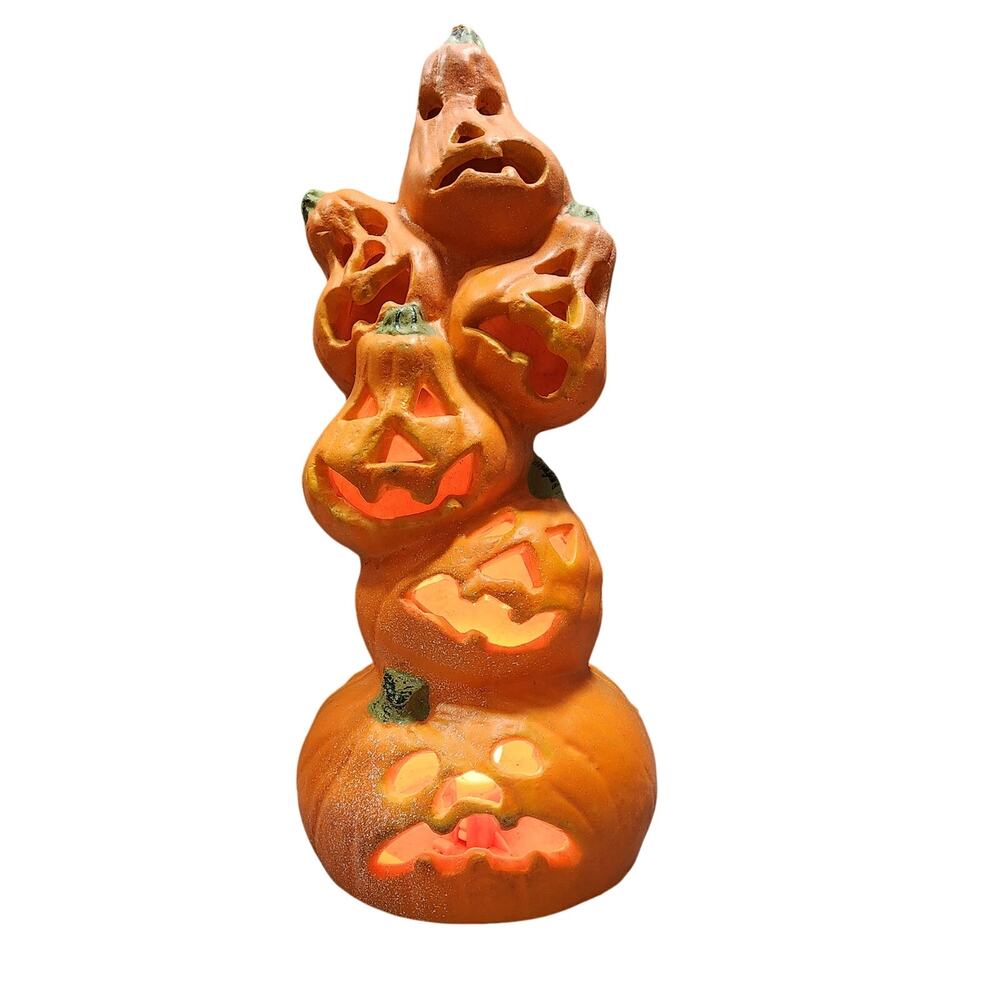 Vintage Gemmy Stacked Pumpkin Halloween Foam Electrical Luminary Light Decor